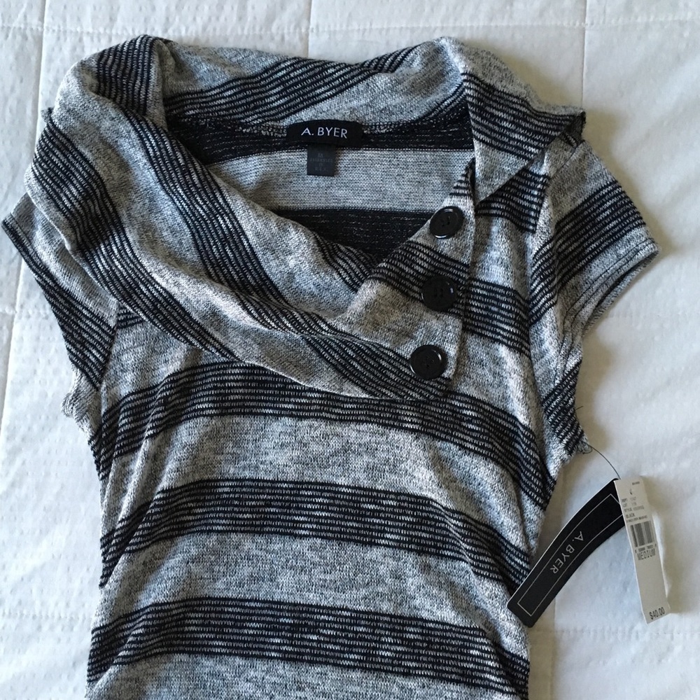 A. BYER- Gray & black stripes sweater